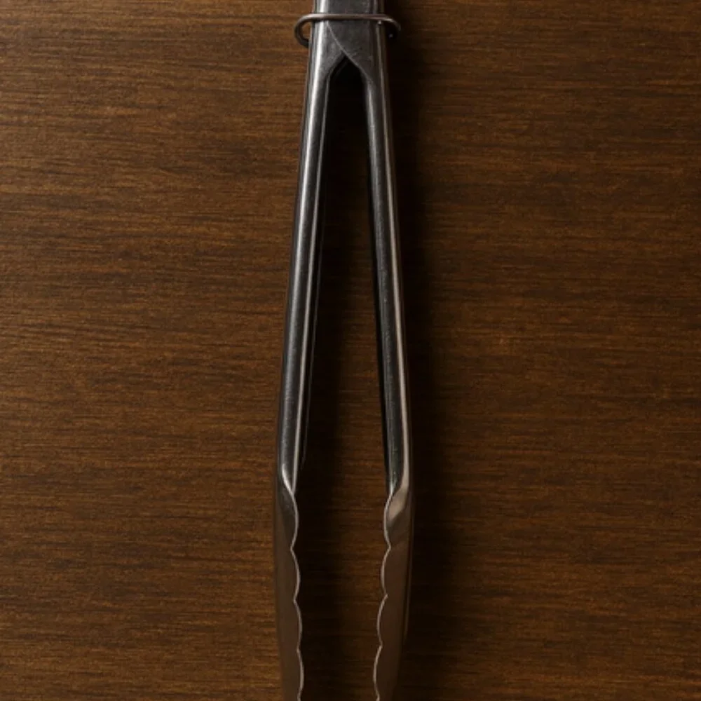 5x - Stainless Steel Silver Serving Tongs 7in